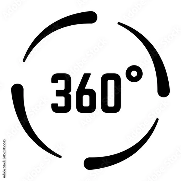 Obraz Rotating 360 degrees symbol conveys a full circle, representing a complete view and immersive virtual reality experience, showcasing panoramic vision and modern technology
