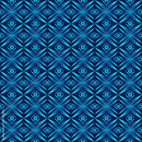 Obraz Seamless pattern with abstract geometric ornament. Blue background. Vector illustration. For your prints and interior designs