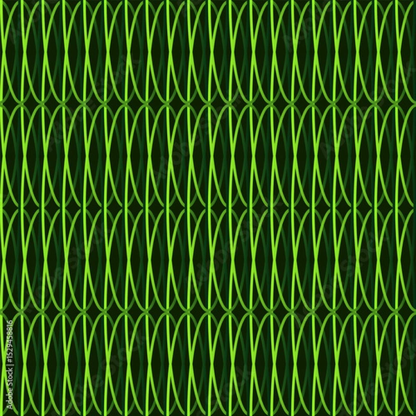 Obraz Seamless abstract pattern with green wavy lines periodically repeating elements. Vector illustration for decorating your designs in abstract style