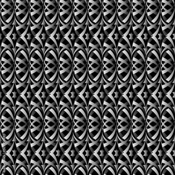 Obraz Seamless abstract geometric pattern. Vector volumetric black and white background. Plain texture for your designs