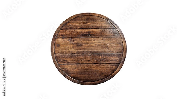 Fototapeta Old wooden round table round table isolated on white background