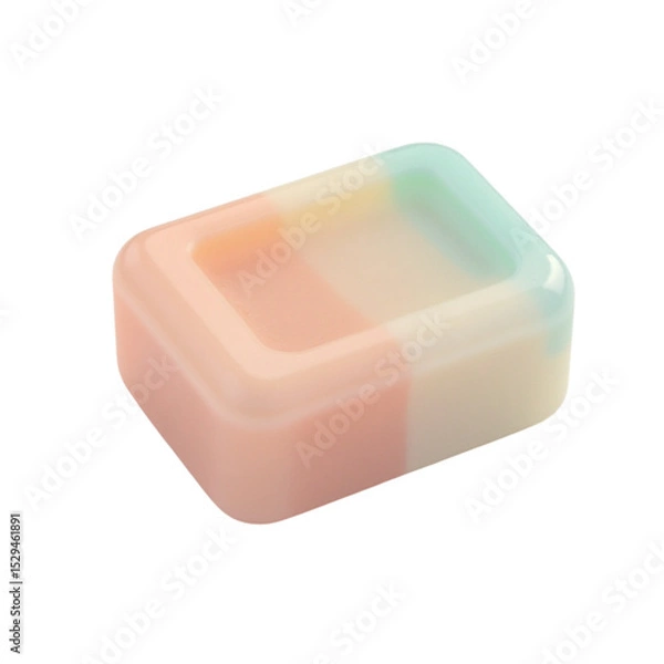 Fototapeta Pastel Gradient Translucent Rectangular Silicone Box or Mold Isolated on Black Background