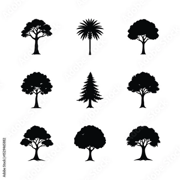 Fototapeta set of tree silhouettes