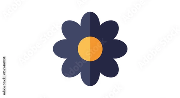 Obraz Simplistic flower icon in dark blue and orange colors  