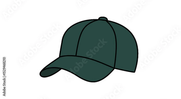 Obraz Green baseball cap in simple flat design on a white background  