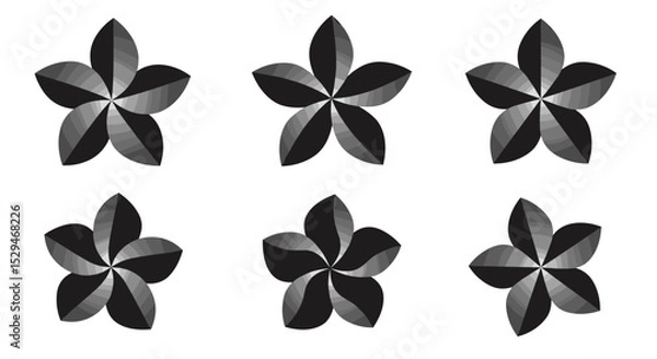 Obraz Black monochrome flower patterns arranged in six variations  