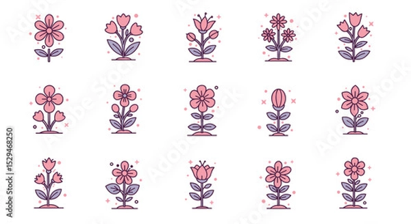 Obraz Floral illustrations with colorful designs in a modern style  