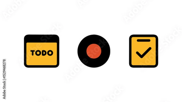 Obraz To-do list icons with check mark and progress indicator symbols  