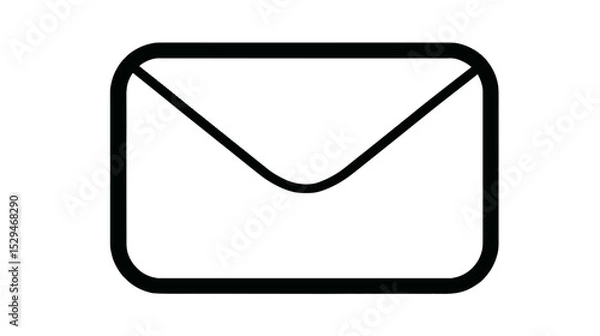 Obraz Simple black outline of an envelope icon on white background  