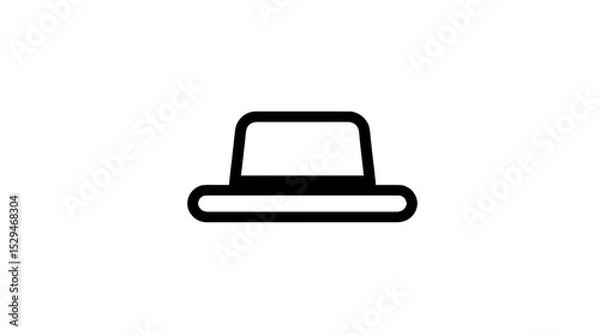 Obraz Simple line drawing of a flat-brimmed hat on a white background  
