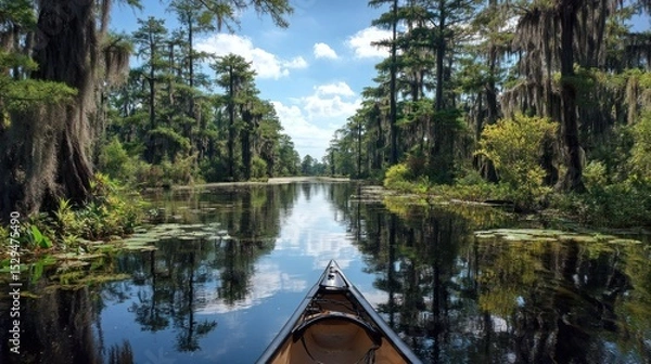 Fototapeta Serene Kayak Ride Through Cypress Swamp