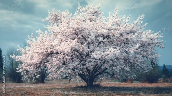 Fototapeta Serene Springtime: A Majestic Blossom Tree