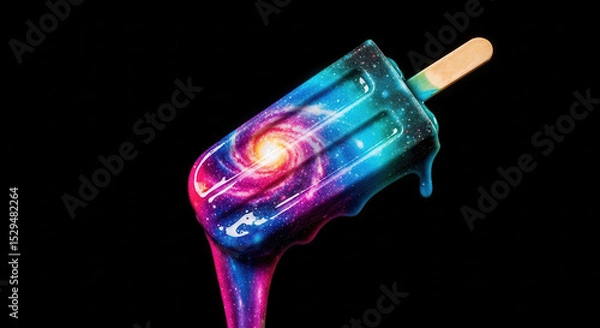 Obraz Galaxy ice cream popsicle melting cosmic swirl