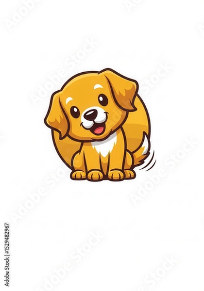 Obraz Cute cartoon puppy with happy expression