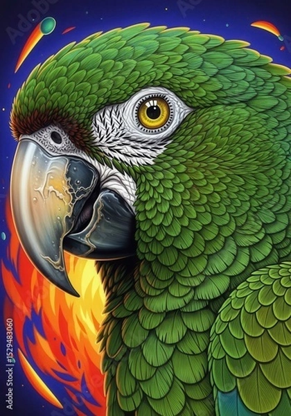 Obraz Green parrot with vibrant colors