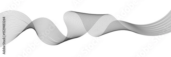 Obraz Thin line wavy abstract background. abstract black curved lines design suitable for background. Technology, data science, geometric border pattern. Curved wavy line, smooth stripe. Vector illustrator