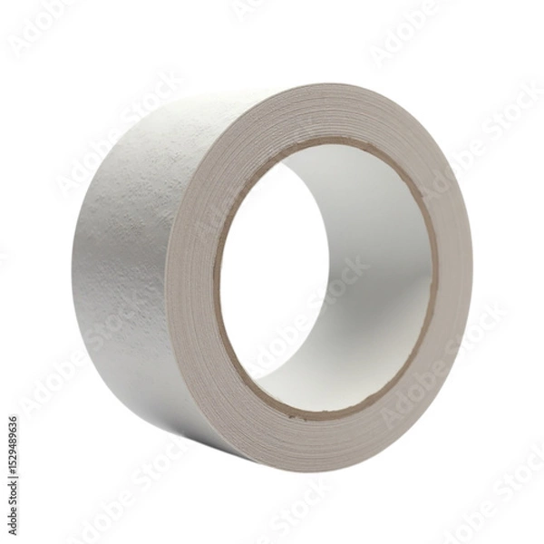 Obraz Single roll of white paper adhesive tape for masking or crafting projects