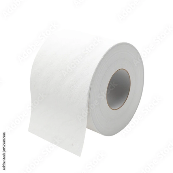 Obraz Single white toilet paper roll isolated object with transparent background PNG file for hygiene