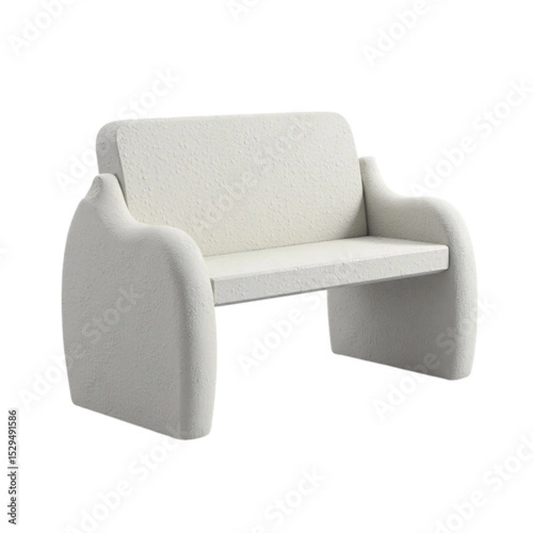 Fototapeta Stylish White Modern Bench or Sofa with Unique Abstract Design on Transparent Background Render