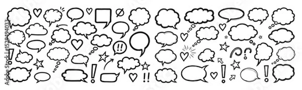 Fototapeta speech and thought bubbles doodle set