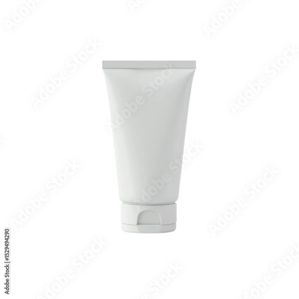 Obraz White Blank Cosmetic Product Tube Mockup Isolated PNG with Transparent Background Studio Shot