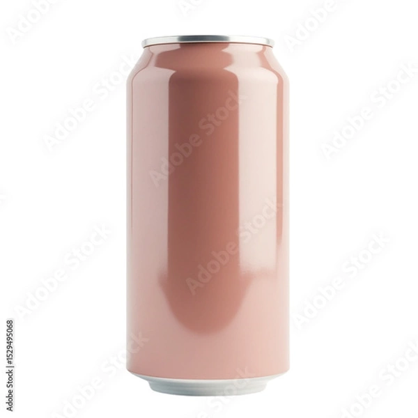 Obraz 3D Render of a Glossy Light Pink Aluminum Beverage Can Isolated on Black Background PNG with Transparent Background