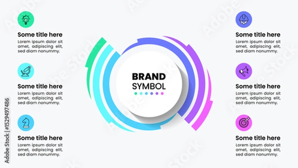 Obraz Infographic template. Abstract circle with title and 6 steps