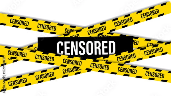 Obraz Censor tapes with black censorship label on white.