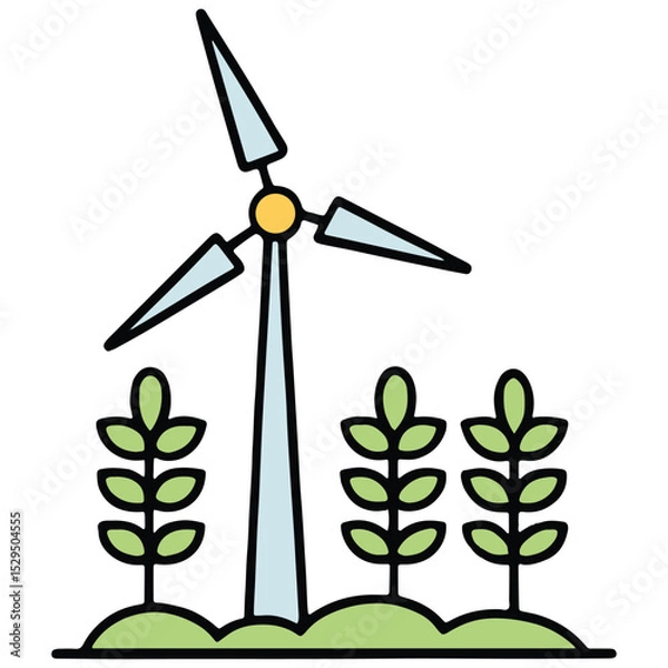 Obraz wind turbine and green plant