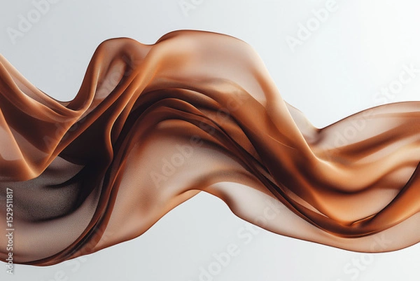 Obraz Elegant silk scarf in mocha mousse tones, featuring abstract ink-style patterns. Light and graceful, it appears to float, blending luxury fabric with artistic, fluid design elements