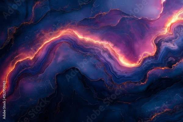 Obraz Abstract marble patterns in a futuristic dusk palette with fluid motion and glossy surfaces. A minimalist aesthetic blends smooth textures and modern visual flow for sleek design