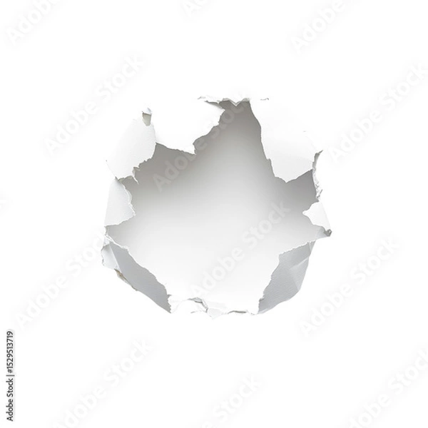 Fototapeta Torn Paper Hole with Irregular Edges on Transparent Background