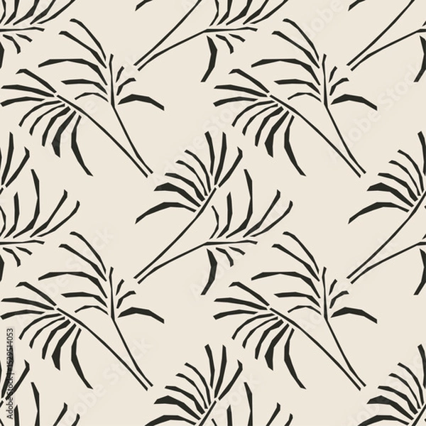 Obraz Trendy minimalist seamless botanical pattern with abstract creative hand drawn composition