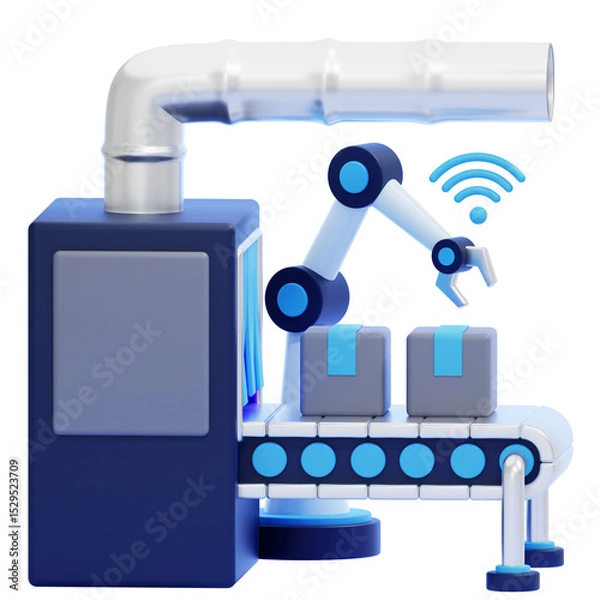 Fototapeta PNG 3D Manufacturing Automation Icon Isolated on a White Background
