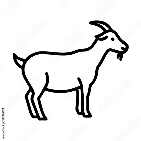 Fototapeta Line Art Illustration of a Goat Simple Goat Drawing
