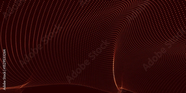 Obraz Futuristic dot wave. Abstract digital particle wave. Technology background. Colored musical wave. Dark background. Digital background with smooth, wavy curves. 3D rendering.