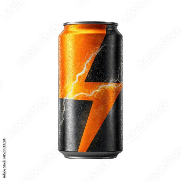 Fototapeta Bright and Vibrant Energy Drink Can with Lightning Design for Refreshing Beverage Concept Transparent background or png