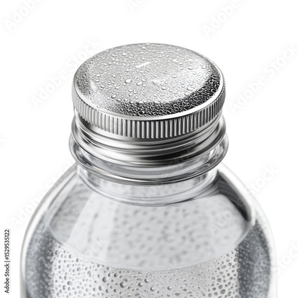 Fototapeta Close-Up of a Clear Plastic Bottle with Water Droplets on the Surface for Refreshing Beverage Concepts Transparent background or png