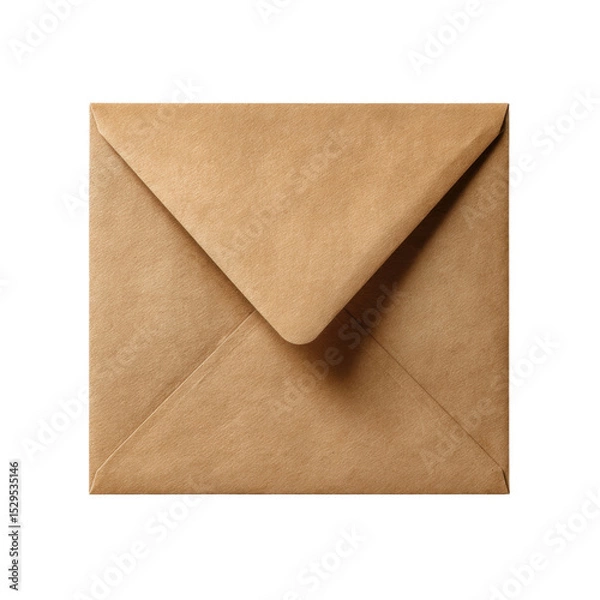 Fototapeta Brown envelope with sealed flap on isolated background for postal and mailing purposes in various designs and crafts Transparent background or png