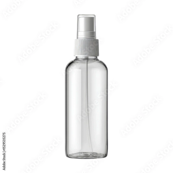 Fototapeta Clear Plastic Spray Bottle with Pump Nozzle for Liquid Storage and Dispensing in Minimalist Design Transparent background or png