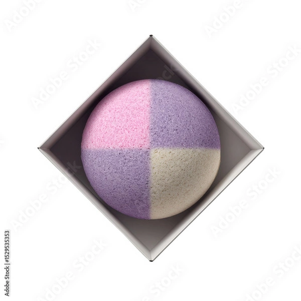 Fototapeta Colorful Bath Bomb in Square Box with Pastel Shades for Relaxation and Spa Experience Transparent background or png