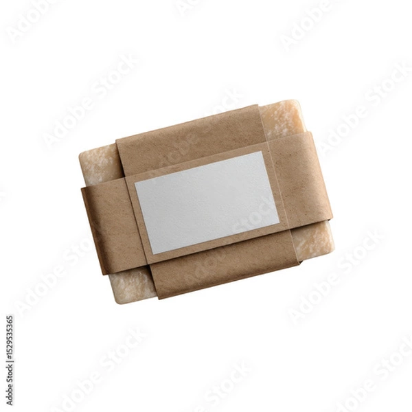 Obraz Rustic Package Wrapped in Brown Paper With Blank Label for Customization or Branding Use in Creative Projects Transparent background or png