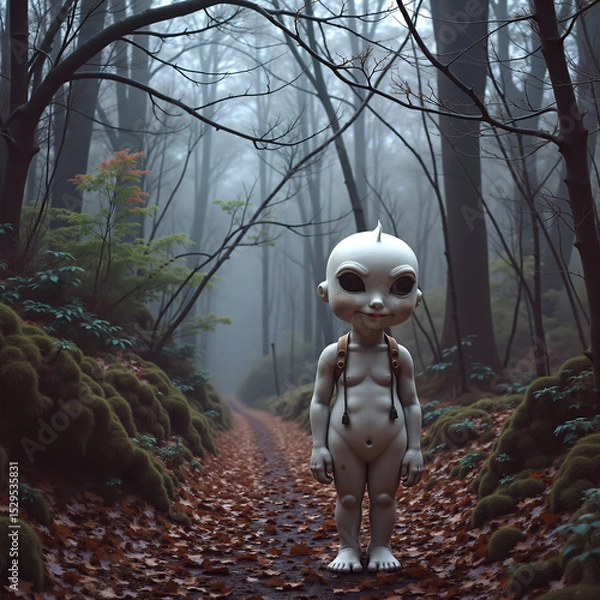 Fototapeta White creature in field