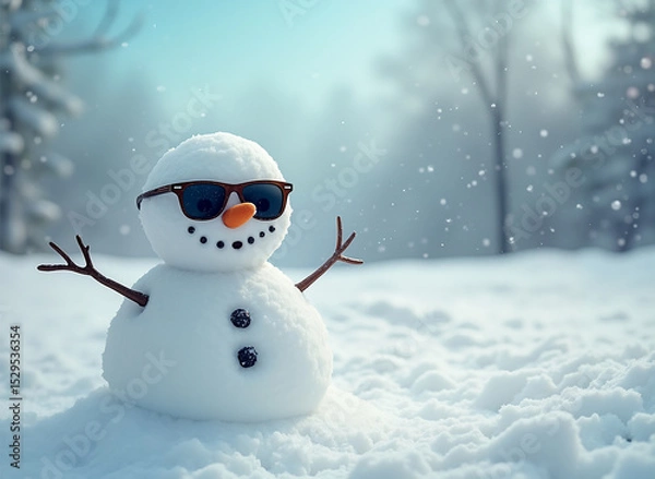 Fototapeta Snowman with sunglasses