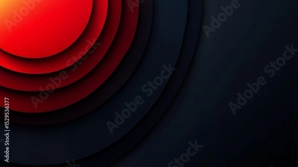 Fototapeta Vivid Red and Black Concentric Layers Overlaying in a Modern Backdrop
