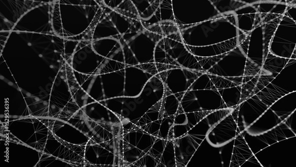 Obraz Abstract background with connecting dots and lines. Neural connections. Network connection structure. Weave effect. 3D Abstract illustration.