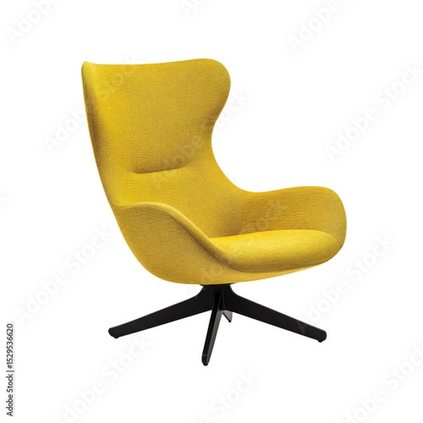 Fototapeta Modern Yellow Swivel Chair with Black Base - Comfortable and Stylish Seating