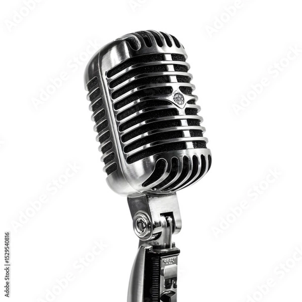 Fototapeta Classic vintage microphone isolated on a transparent background