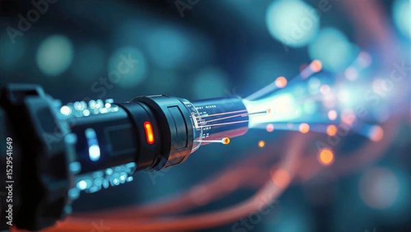 Obraz Glowing Fiber Optic Cable: High-Speed Data Transmission and Network Communication