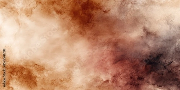 Fototapeta Soft gradient backdrop with organic ink-in-water diffusion, misty blur and flowing tones of mocha moose
